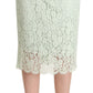 Elegant Mint Green Lace Midi Skirt