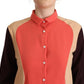 Chic Multicolor Shift Dress with Collared Neck
