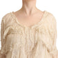 Chic Beige Layered 3/4 Sleeve Dress