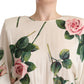 Elegant Stretch Silk Pleated Rose Dress
