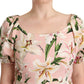 Floral Lilies Print Mini Dress
