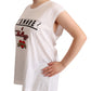 Elegant White Motive Print Tank Top