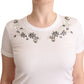 Crystal-Embellished White Cotton Tee