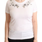 Crystal-Embellished White Cotton Tee