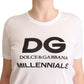 Chic White Cotton Logo Crewneck Tee