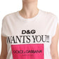 Chic White Cotton Crew Neck Tee