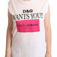 Chic White Cotton Crew Neck Tee
