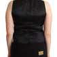 Elegant Black Wool Blend Waistcoat Vest Top