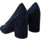 Elegant Navy Blue Suede Heels