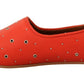 Elegant Orange Leather Flat Shoes