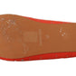Elegant Orange Leather Flat Shoes