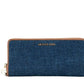 Jet Set Travel Large Indigo Denim Canvas Continental Wrist Wallet