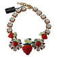 Elegant Strawberry Charm Crystal Necklace