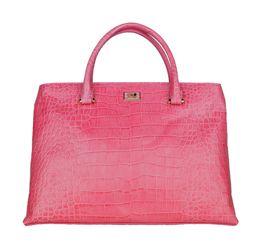 Pink Vitello Leather Women Handbag