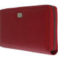 Elegant Red Leather Continental Wallet