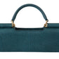 Elegant Blue Leather Top-Handle Flap Accessory
