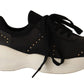 Chic Black Lace-Up Leather Sneakers