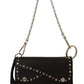Elegant Black Leather Shoulder Bag with Silver Detailing