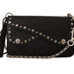 Elegant Black Leather Shoulder Bag with Silver Detailing