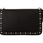 Elegant Black Leather Shoulder Bag with Silver Detailing