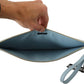 Elegant Blue Leather Clutch with Gold Accents
