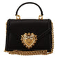 Elegant Black Silk-Blend Devotion Shoulder Bag