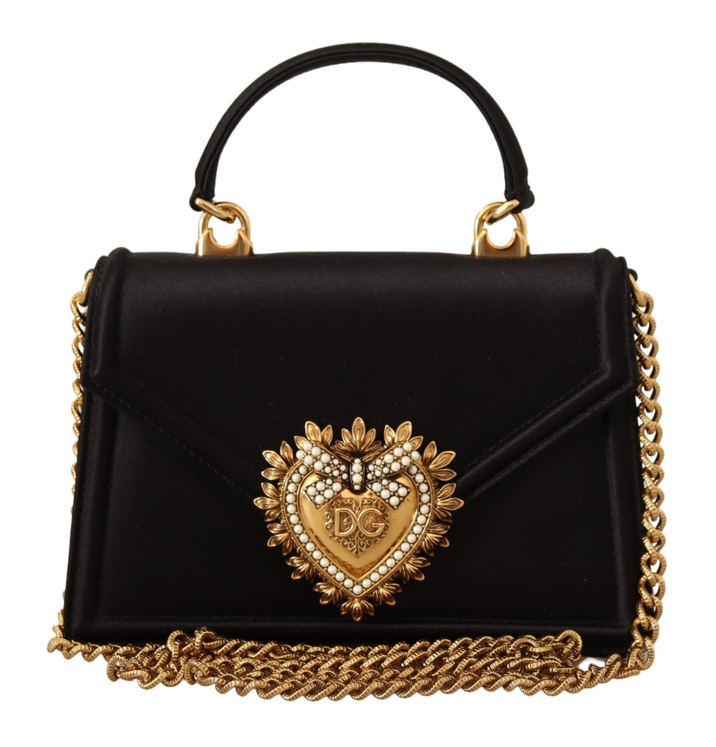 Elegant Black Silk-Blend Devotion Shoulder Bag