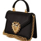 Elegant Black Silk-Blend Devotion Shoulder Bag