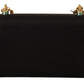 Elegant Black Leather Shoulder Purse with Gold Accents
