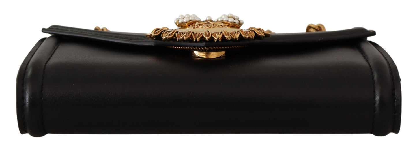Elegant Devotion Black Leather Shoulder Bag