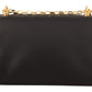 Elegant Black Leather Shoulder Bag with Gold Detailing