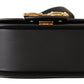 Elegant Black Leather Shoulder Bag with Gold Detailing