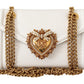 Devotion White Leather Shoulder Bag with Gold Detail