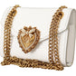 Devotion White Leather Shoulder Bag with Gold Detail