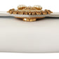 Devotion White Leather Shoulder Bag with Gold Detail