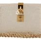 Chic White Box Clutch with Detachable Gold Chain
