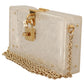 Chic White Box Clutch with Detachable Gold Chain