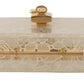 Chic White Box Clutch with Detachable Gold Chain