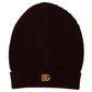 Elegant Cashmere Knit Beanie in Dark Red