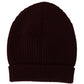 Elegant Cashmere Knit Beanie in Dark Red
