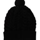Elegant Black Cashmere Beanie with Logo Embroidery