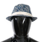 Elegant Bow Print Fedora Hat in Blue & White
