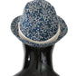 Elegant Bow Print Fedora Hat in Blue & White