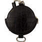 Elegant Black Leather Coin Purse with Strap