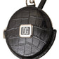 Elegant Black Leather Coin Purse with Strap