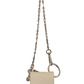 Elegant White Leather Coin Purse with Chain Strap