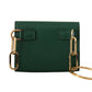 Chic Green Leather Coin Purse with Chain Strap