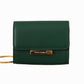 Chic Green Leather Coin Purse with Chain Strap