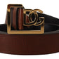 Elegant Brown Leather Belt with Logo Buckle