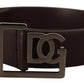 Elegant Black Leather Belt with Silver Buckle